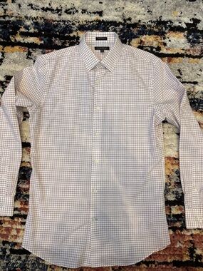 Men's banana republic White Check Dress Shirt - Classic Fit medium slim fit